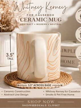Whitney Kerney for Causebox Ceramic Mug Abstract Neutral Design